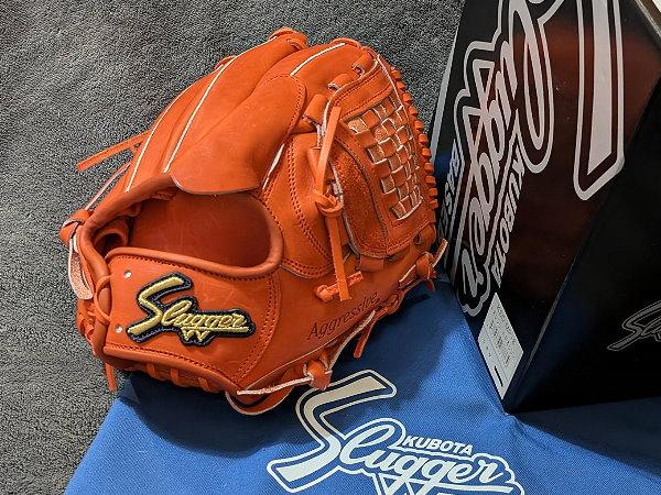 KUBOTA SLUGGER 12 inch Orange Red Pitcher Glove KSG-MP18