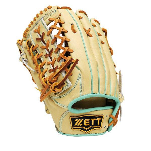 ZETT Pro Model Elite 12.75 inch LHT Outfielder Glove - Beige/Skyblue