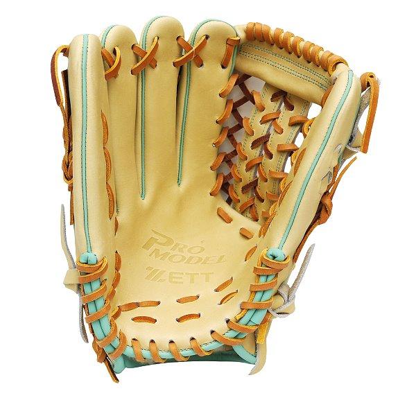 ZETT Pro Model Elite 12.75 inch LHT Outfielder Glove - Beige/Skyblue