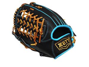ZETT Pro Model Elite 12.75 inch LHT Outfielder Glove - Black/Skyblue ZETT Pro Model Elite 12.75 inch LHT Outfielder Glove - Black/Skyblue