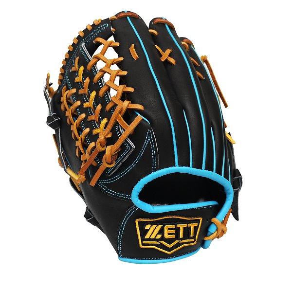ZETT Pro Model Elite 12.75 inch LHT Outfielder Glove - Black/Skyblue