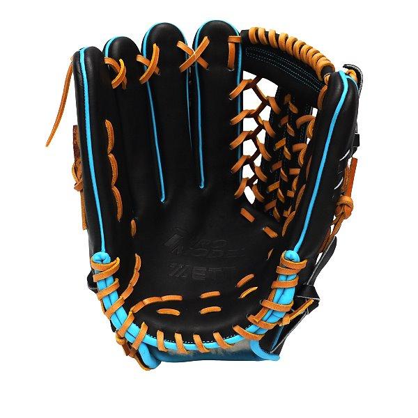 ZETT Pro Model Elite 12.75 inch LHT Outfielder Glove - Black/Skyblue