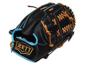 ZETT Pro Model Elite 12 inch Pitcher Glove - Black/Skyblue