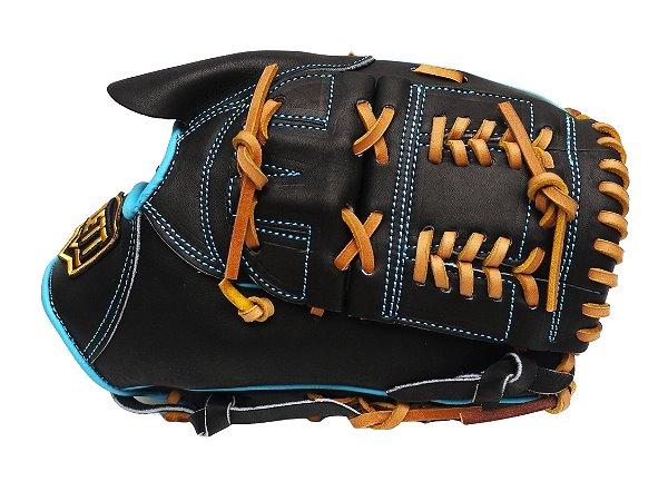 ZETT Pro Model Elite 12 inch Pitcher Glove - Black/Skyblue