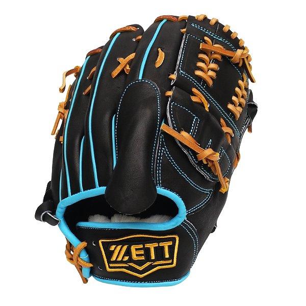 ZETT Pro Model Elite 12 inch Pitcher Glove - Black/Skyblue