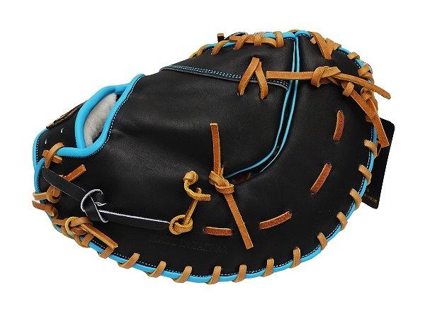 ZETT Pro Model Elite 12.5 inch LHT First Base Mitt - Black/Skyblue
