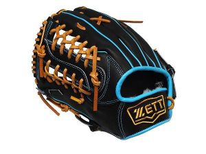 ZETT Pro Model Elite 12.5 inch LHT Outfielder Glove - Black/Skyblue ZETT Pro Model Elite 12.5 inch LHT Outfielder Glove - Black/Skyblue