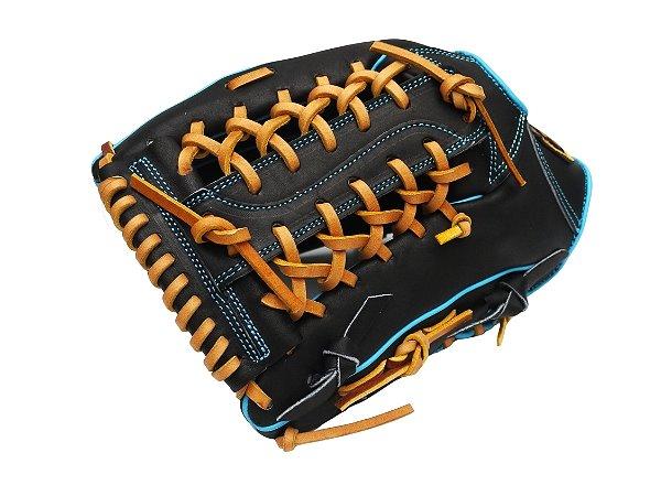 ZETT Pro Model Elite 12.5 inch LHT Outfielder Glove - Black/Skyblue
