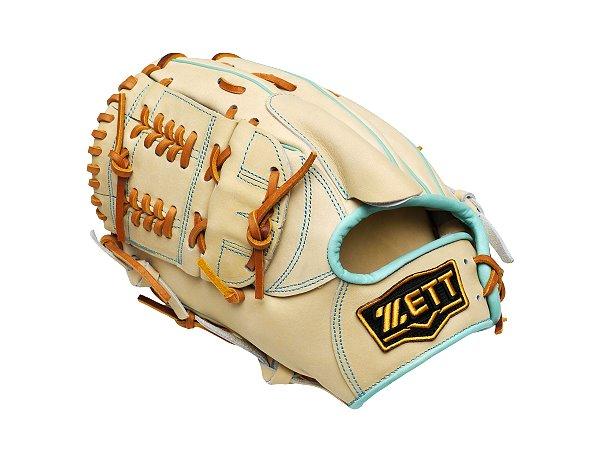 ZETT Pro Model Elite 12 inch LHT Pitcher Glove - Beige/Skyblue