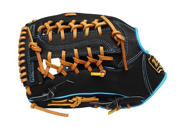 ZETT Pro Model Elite 12.5 inch LHT Outfielder Glove - Black/Skyblue