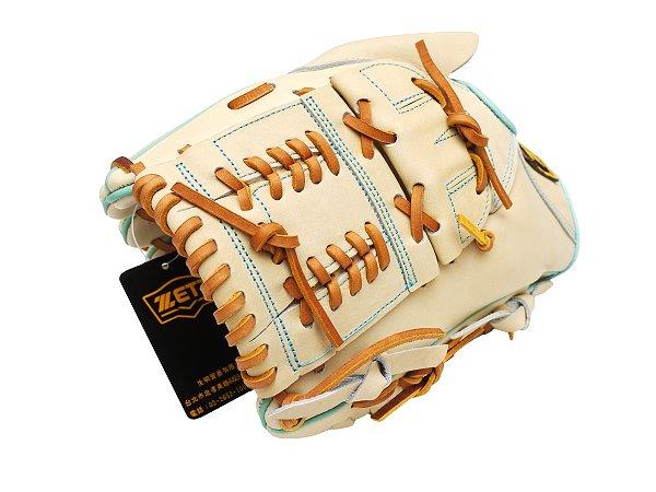 ZETT Pro Model Elite 12 inch LHT Pitcher Glove - Beige/Skyblue