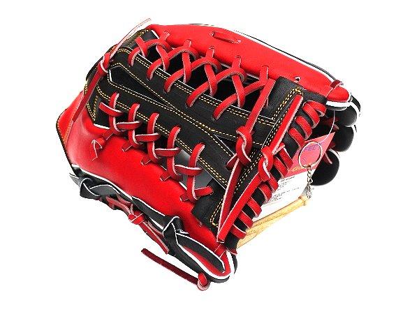 HI-GOLD Japan Steerhide 12.75 inch Outfielder Glove - Black/Red