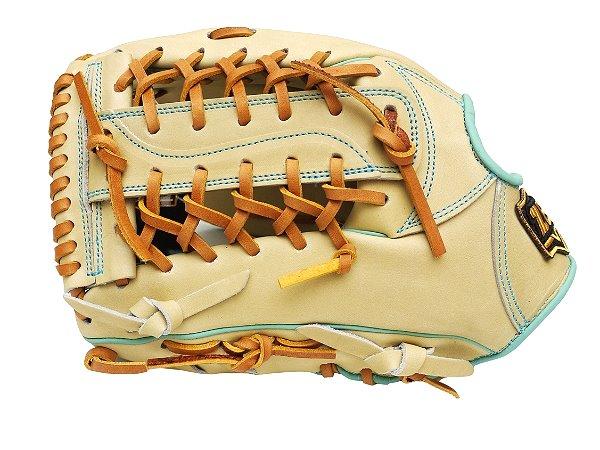 ZETT Pro Model Elite 12.5 inch LHT Outfielder Glove - Beige/Skyblue