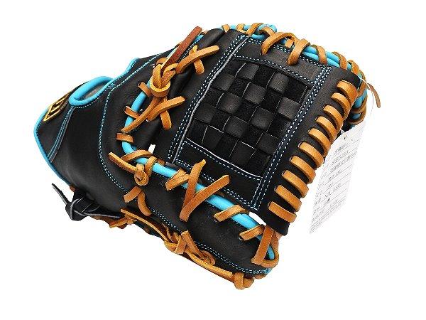 ZETT Pro Model Elite 12.5 inch First Base Mitt - Black/Skyblue