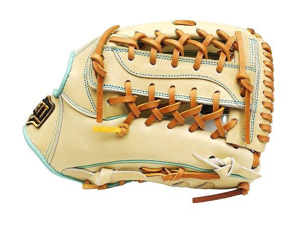 ZETT Pro Model Elite 12.5 inch Outfielder Glove - Beige/Skyblue