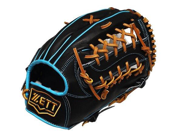 ZETT Pro Model Elite 12.5 inch Outfielder Glove - Black/Skyblue