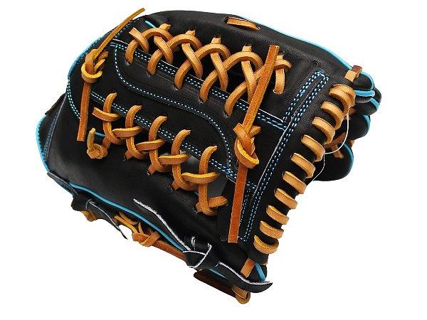ZETT Pro Model Elite 12.5 inch Outfielder Glove - Black/Skyblue