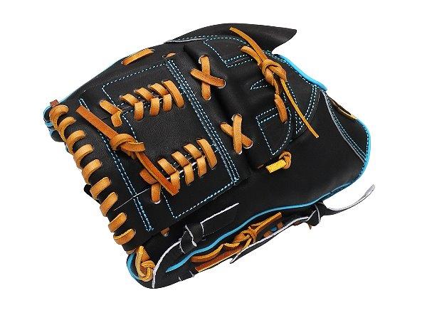 ZETT Pro Model Elite 12 inch LHT Pitcher Glove - Black/Skyblue