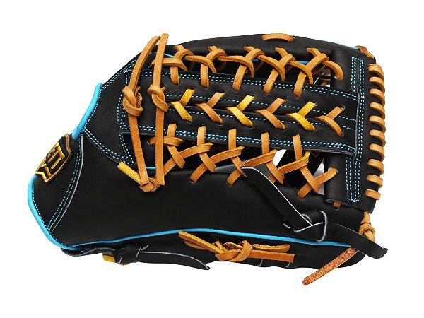 ZETT Pro Model Elite 12.75 inch Outfielder Glove - Black/Skyblue